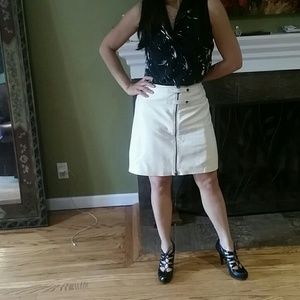 Cream 100% Cache leather skirt